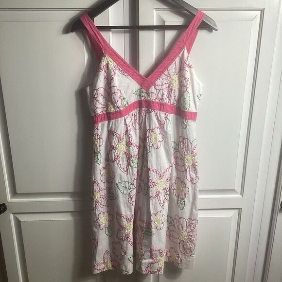 Lilly Pulitzer Amber Fruit Punch Embroidered Lined Dress Sz 4P Empire - Picture 1 of 9